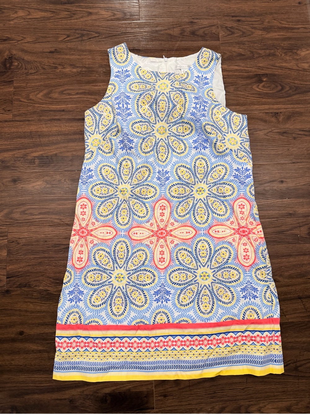 London Times Yellow and Blue Printed Dress - Picture 2 of 8